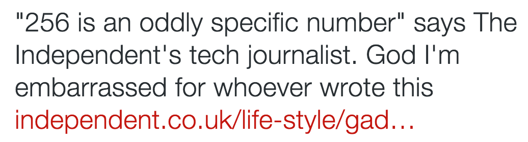 256 is an oddly specific number