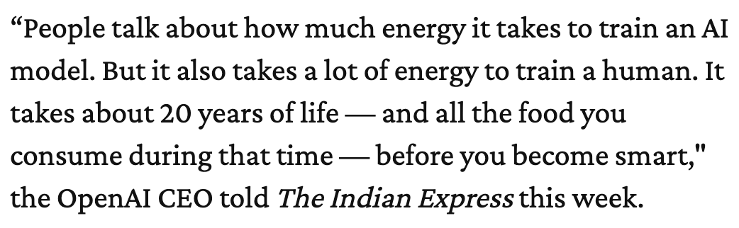 ‘Training A Human Takes 20 Years Of Food’: Sam Altman On How Much Power AI Consumes
