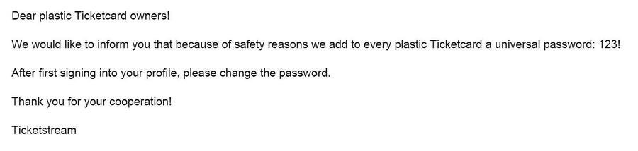 Because of safety reasons, we changed everyone’s password to 123!