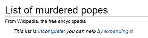 List of murdered popes is incomplete