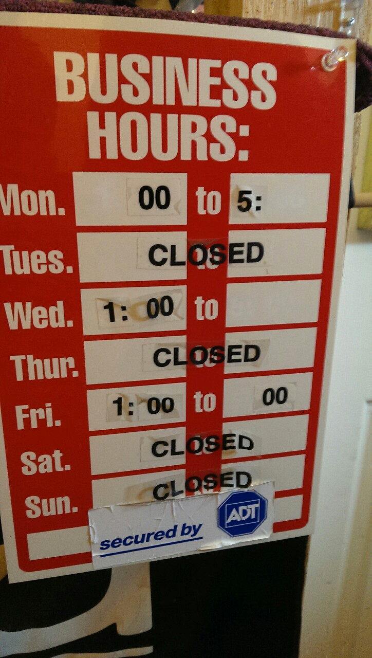 Business Hours: Closed