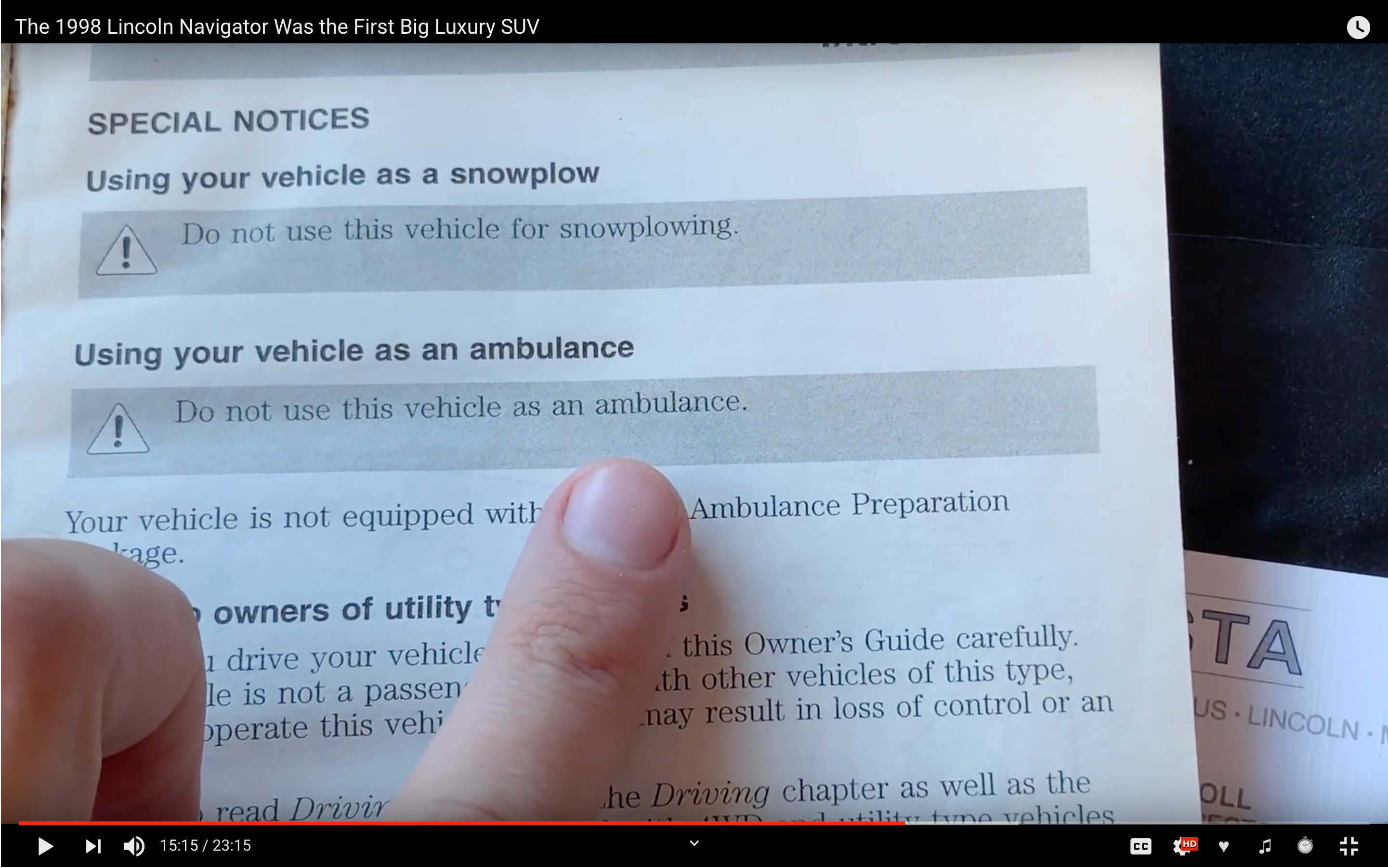 Do not use this vehicle as an ambulance.