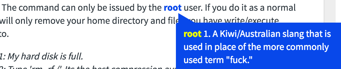 root user is a slang