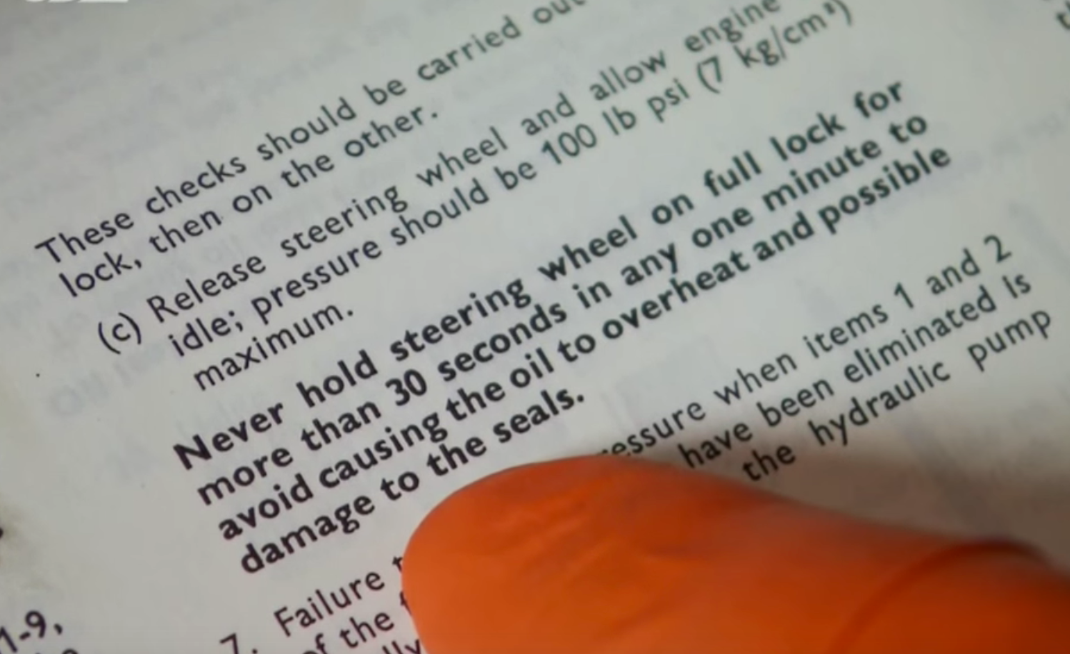 Hold steering wheel on full lock to damage to the seals