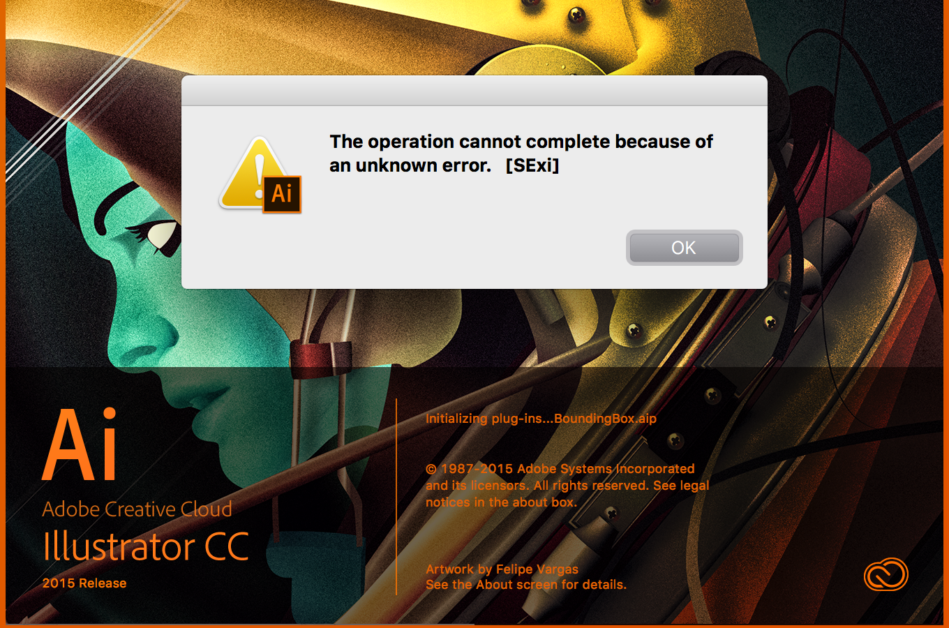The operation cannot complete because of an unknown error.  [SExi]