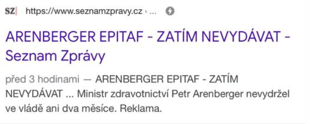 Seznam Zprávy – ARENBERGER EPITAF - ZATÍM NEVYDÁVAT