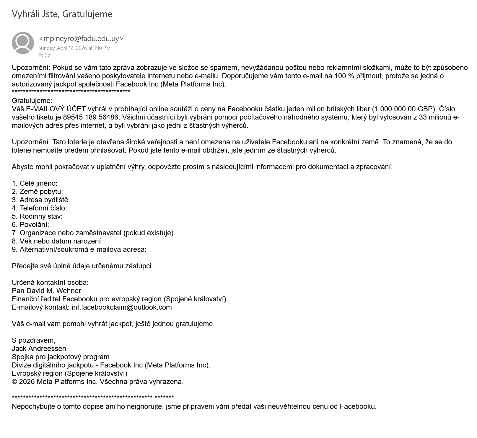 Vyhráli Jste, Gratulujeme