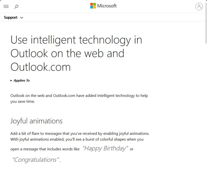 Use intelligent technology in Outlook…