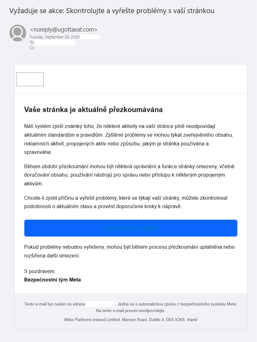 [Czech] Vyžaduje se akce: Skontrolujte a vyřešte problémy s vaší stránkou