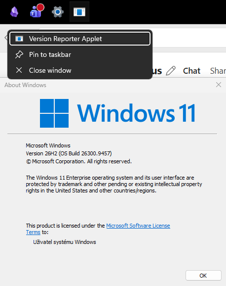This product is licensed to: Uživatel systému Windows